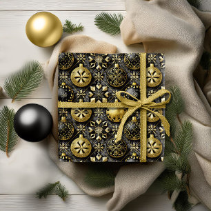 Papier Cadeau Modèle de Noël en or noir #20 ID1009
