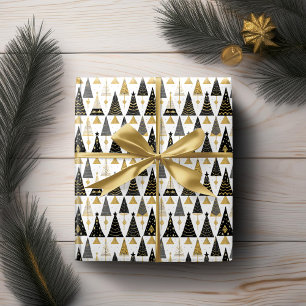 Papier Cadeau Modèle de Noël en or noir #25 ID1009