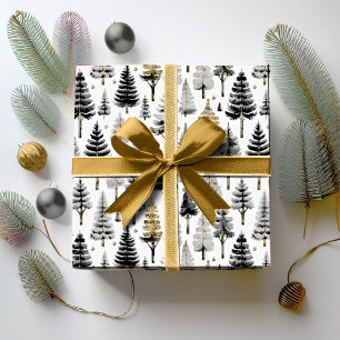 Papier Cadeau Modèle de Noël en Or Noir #26 ID1009