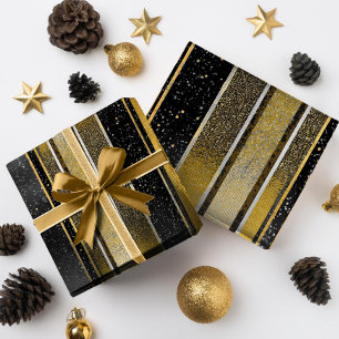 Papier Cadeau Modèle de Noël en or noir #27 ID1009