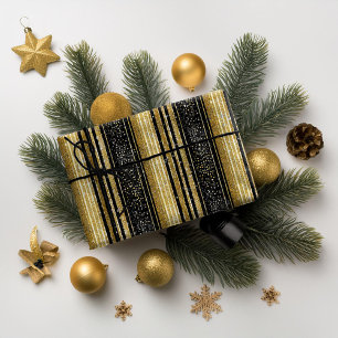 Papier Cadeau Modèle de Noël en or noir #28 ID1009
