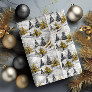 Papier Cadeau Modèle de Noël en or noir #4 ID1009