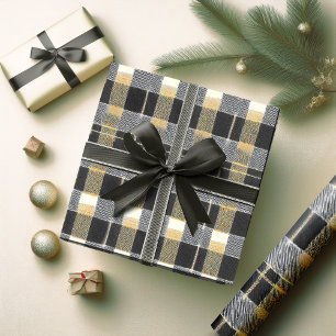 Papier Cadeau Modèle de Noël en or noir #7 ID1009