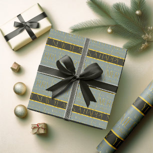 Papier Cadeau Modèle de Noël Green Gold #35b ID1009