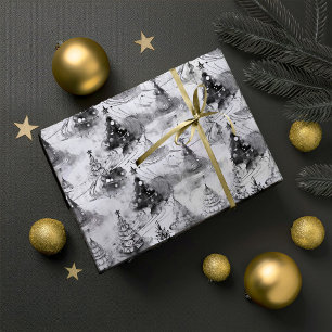 Papier Cadeau Modèle de Noël noir #3 ID1009