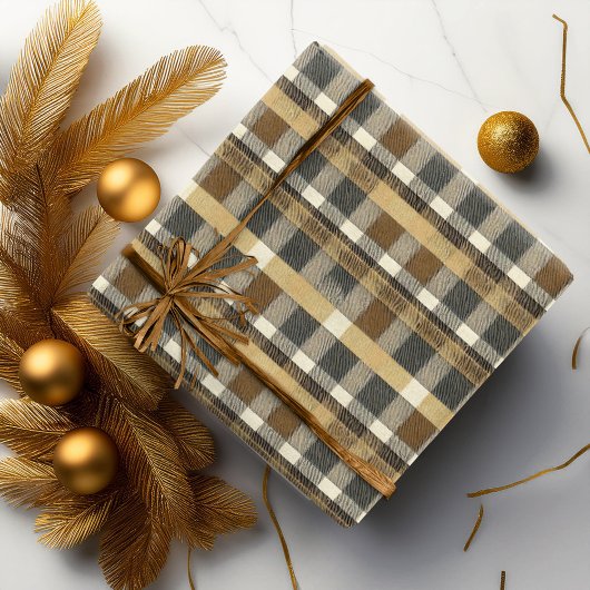Papier Cadeau Modèle de Noël Or Tons Terre #7 ID1009