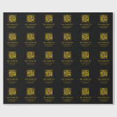 Papier Cadeau Modèle de QR Code et Texte éditable | Noir et Or (Plat)