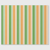 Papier Cadeau Modèle de rayures verticales orange vert blanc (Plat)