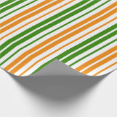 Papier Cadeau Modèle de rayures verticales orange vert blanc (Coin)