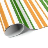 Papier Cadeau Modèle de rayures verticales orange vert blanc (Coin rond)