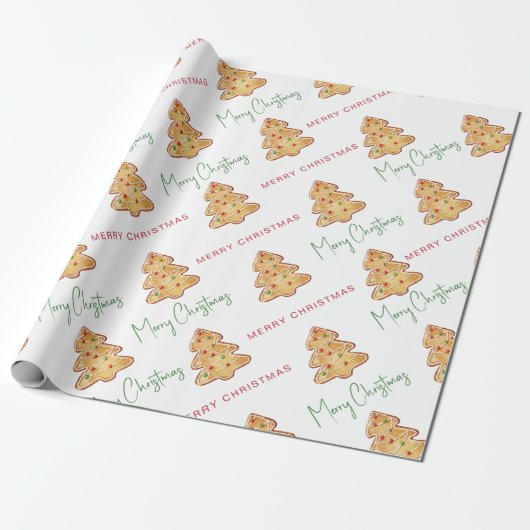 Papier Cadeau Modèle de script de cookie de Noël joyeux (Déroulé)