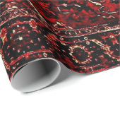 Papier Cadeau Modèle de tapis oriental en rouge foncé (Coin rond)