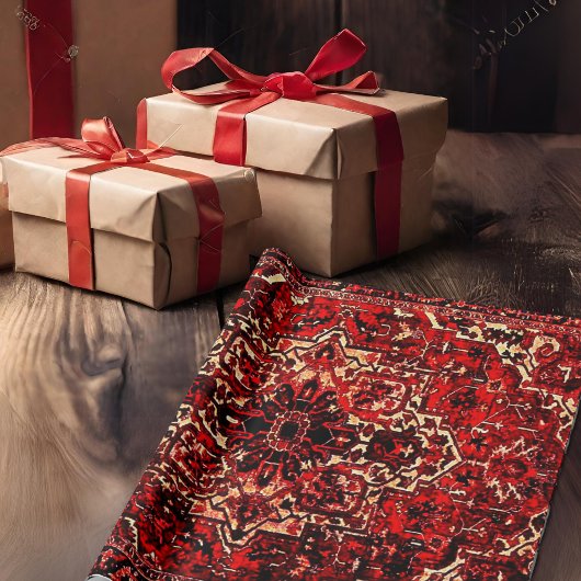 Papier Cadeau Modèle de tapis oriental en rouge foncé