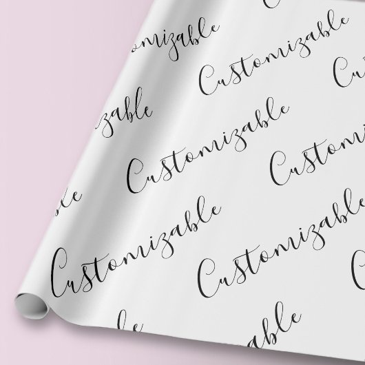 Papier Cadeau Modèle de texte de script moderne éditable | Noir