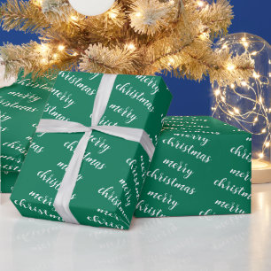 Papier Cadeau Modèle de texte Joyeux Noël vert de pin cadeau