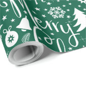 Papier Cadeau Modèle de thème de Noël vert blanc (Coin rond)