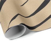 Papier Cadeau Modèle de zèbre doré métallique (Coin rond)