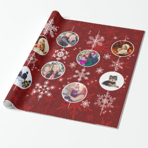 Papier Cadeau Modèle des photos de la famille Christmas Red 10