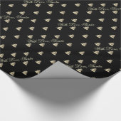 Papier Cadeau Modèle élégant d'arbre de Noël noir et or (Coin)