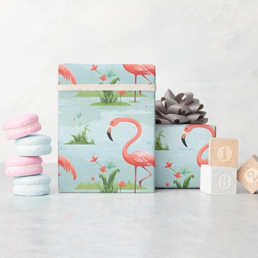 Papier Cadeau Modèle flamant rose (Baby Shower)