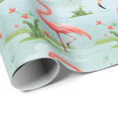 Papier Cadeau Modèle flamant rose (Coin rond)