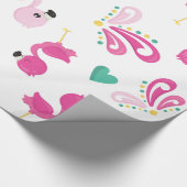 Papier Cadeau Modèle flamant rose blanc (Coin)