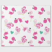 Papier Cadeau Modèle flamant rose blanc (Plat)