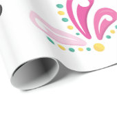 Papier Cadeau Modèle flamant rose blanc (Coin rond)