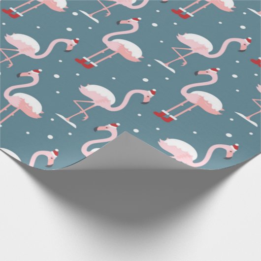 Papier Cadeau Modèle Flamingo rose de Noël (Coin)