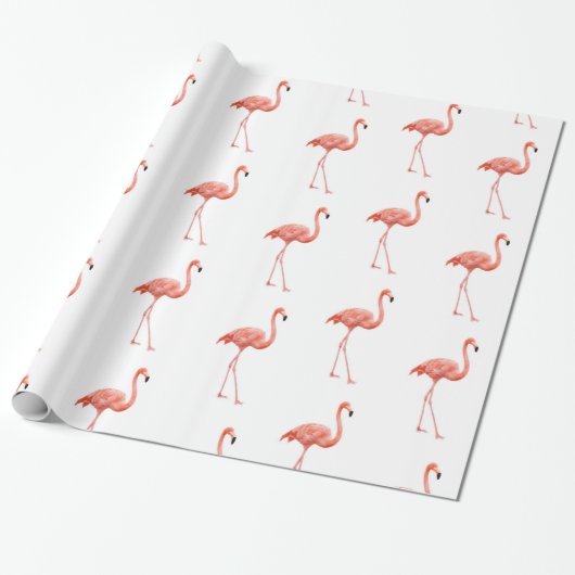 Papier Cadeau Modèle Flamingo rose féminin (Déroulé)