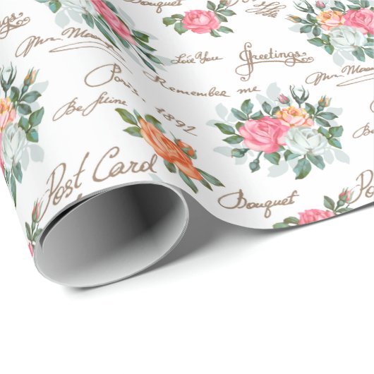 Papier Cadeau Modèle floral (Coin rond)