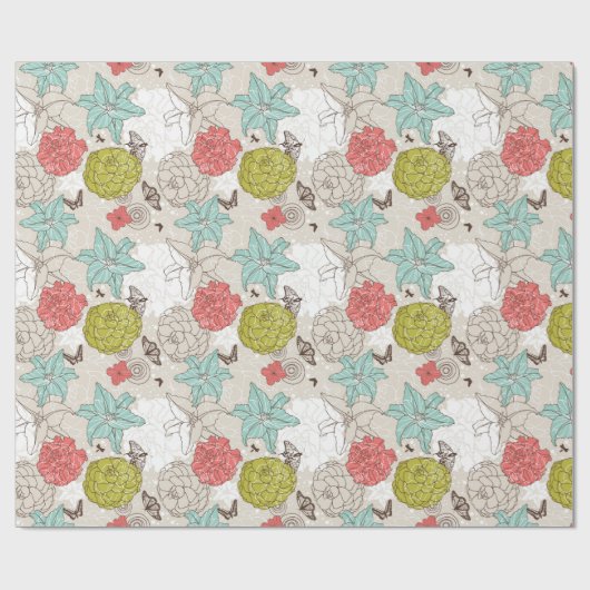 Papier Cadeau Modèle floral (Plat)