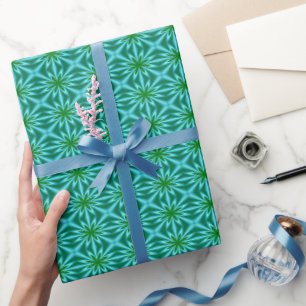Papier Cadeau Modèle Floral Abstrait Vert Et Turquoise