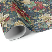 Papier Cadeau Modèle floral Art Nouveau de Noël (Coin rond)