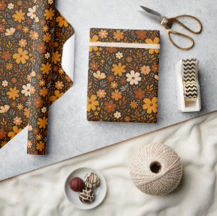 Papier Cadeau Modèle Floral Automne vintage - Fleurs Automnes