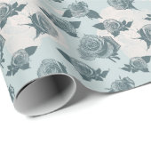 Papier Cadeau Modèle floral avec rose (Coin rond)