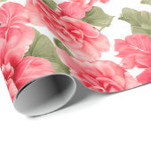 Papier Cadeau Modèle Floral Bégonia Fleurs (Coin rond)