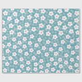 Papier Cadeau Modèle floral blanc bleu clair moderne (Plat)