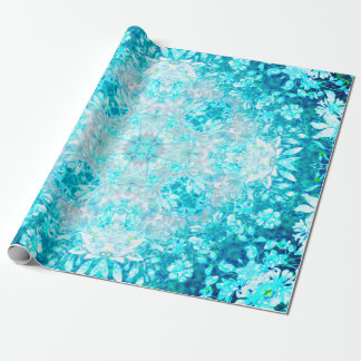 Papier Cadeau Modèle floral bleu cristal Turquoise