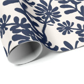 Papier Cadeau Modèle floral bleu inspiré de Matisse (Coin rond)