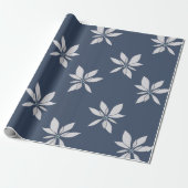 Papier Cadeau Modèle floral bleu marine moderne (Déroulé)