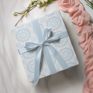 Papier Cadeau Modèle Floral Bleu Simple Mandala
