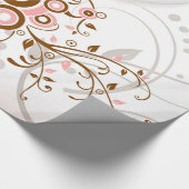 Papier Cadeau Modèle floral brun rose abstrait de cru (Coin)