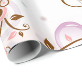 Papier Cadeau Modèle floral brun rose abstrait de cru (Coin rond)