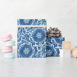 Papier Cadeau Modèle floral chinois bleu