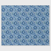 Papier Cadeau Modèle floral chinois bleu (Plat)