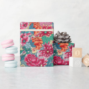 Papier Cadeau Modèle floral chinois coloré