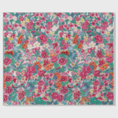 Papier Cadeau Modèle floral chinois coloré (Plat)