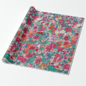 Papier Cadeau Modèle floral chinois coloré (Déroulé)