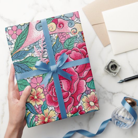 Papier Cadeau Modèle floral chinois coloré (Cadeaux)
